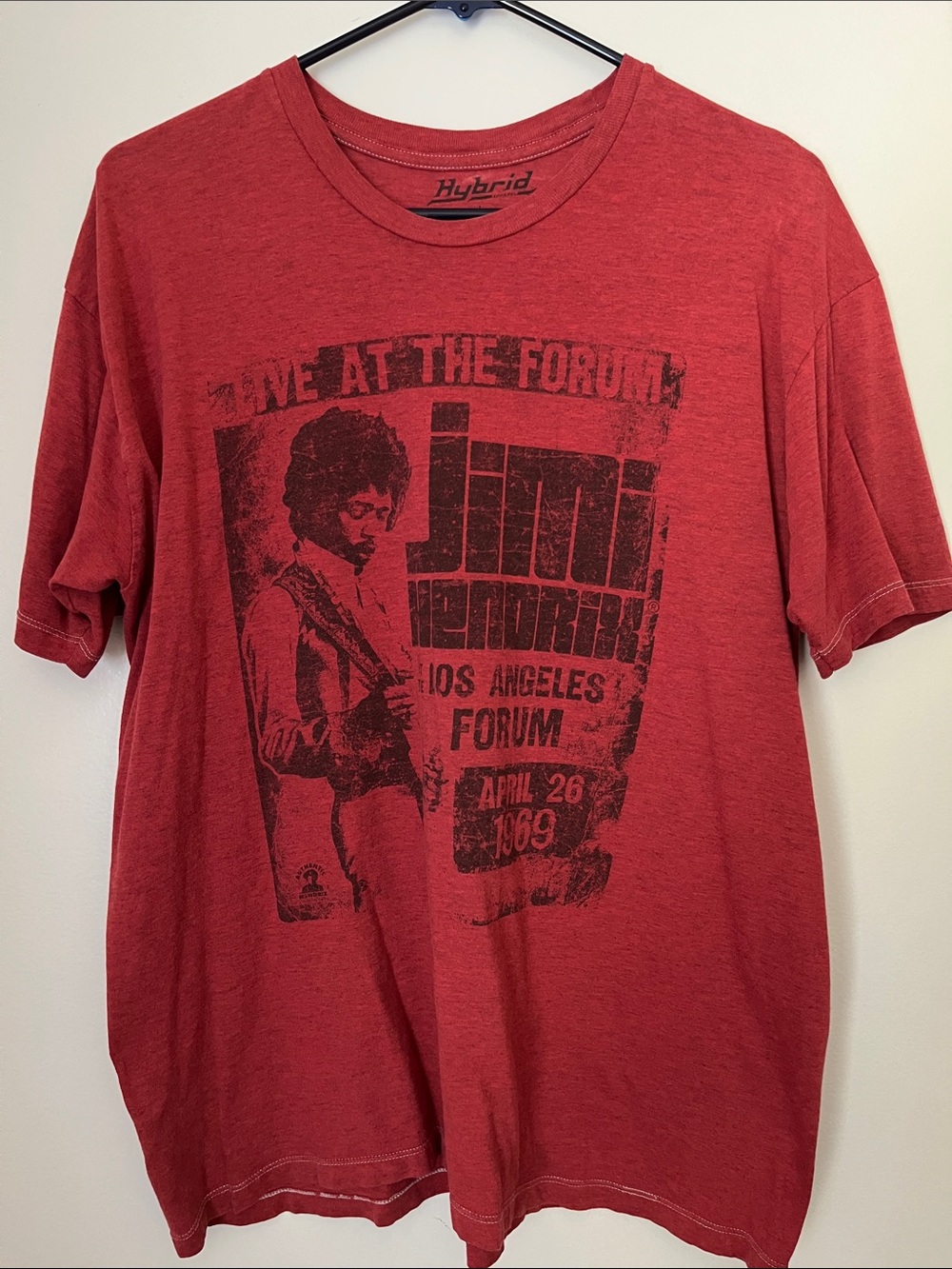 Jimi Hendrix Live at the Forum Graphic Tee Red Men's Large